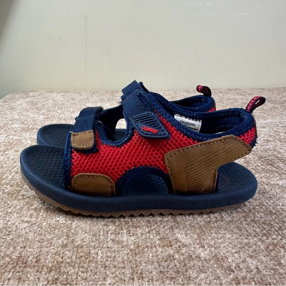 OshKosh B’gosh Tetris Blue/Red/Tan Sport Sandals Unisex Size 10
